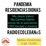 Pandemia, residencias dignas en Radio Ecoleganés con la asociación 7291 Verdad y Justicia