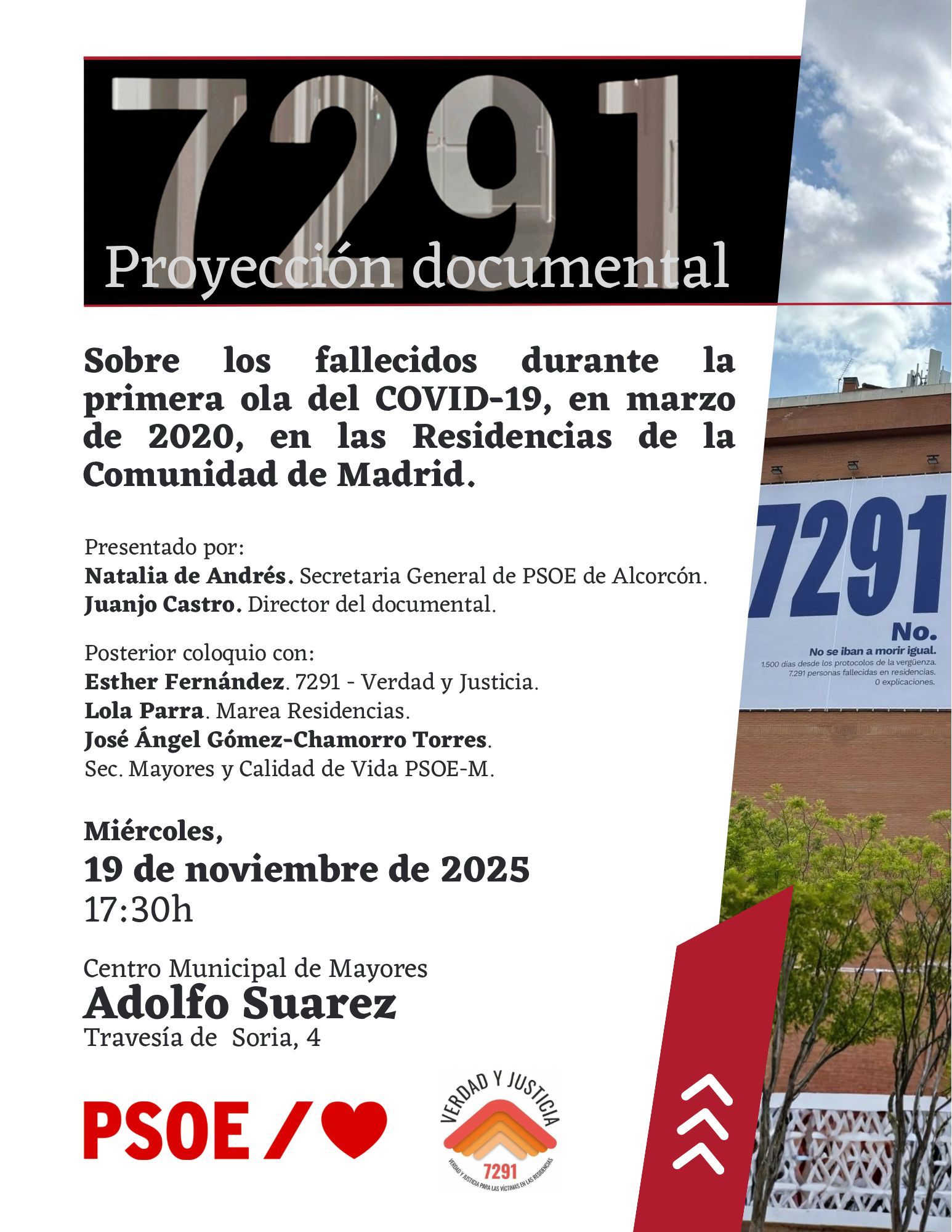 En Alcorcón proyección de 7291 el 19 noviembre 17:30h
